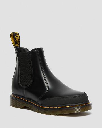 Black Men's Dr Martens 2976 Guard Panel Leather Ankle Boots | CA 420OKI